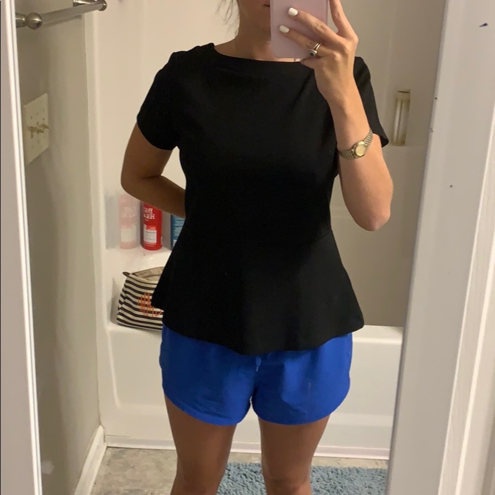 Black Ann Taylor Petite Fitted Peplum Top